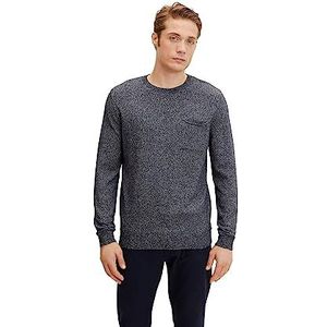 TOM TAILOR Uomini Gebreide trui met borstzak 1029735, 29443 - Navy White Fine Mouline, M