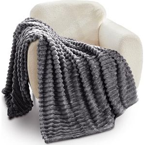 GC GAVNO CAVAILIA Fleece plaid | zachte pluizige plaids voor banken, bed, bank, extra warme grote deken | onderhoudsarm, anti-allergisch | Dubbel 150 x 200 cm | Houtskool