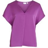 Vila Dames Viellette V-hals S/S Satin Top Noos blouse met korte mouwen, Cattleya Orchid, 38