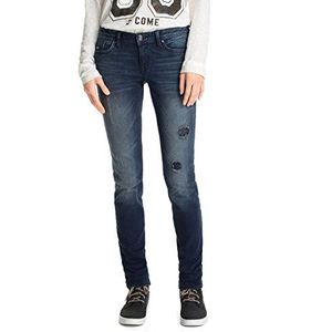 edc by ESPRIT Dames Slim Jeans Destroyed, blauw (C Dark Stone 939), 25W x 30L