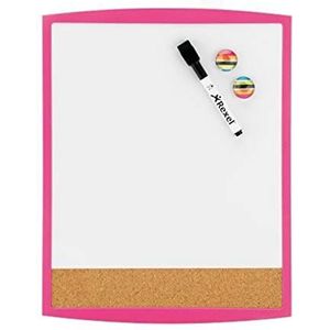 Rexel Joy combitbord van kurk met witwand maakt het snel opbergen van informatie, 1 mini-marker, 2 magneten en 1 wisser meegeleverd Roze (Pretty Pink)
