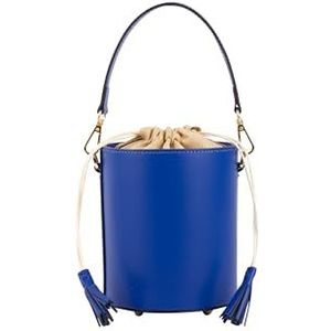 MAHISHA Dames Bucket Bag van leer, BLAUW, blauw
