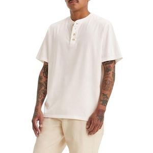 Levi's Heren korte mouwen button henley hemd, cloud dancer, M