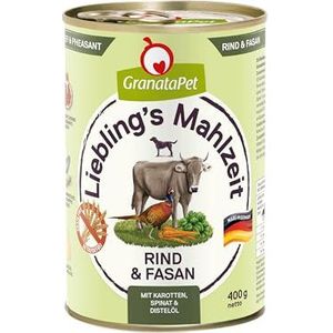 GranataPet Liebling's Mahlzeit rund en fazant, natte hondenvoer, voedsel voor volwassen honden zonder granen zonder toegevoegde suikers, compleet voer 6 x 400 g