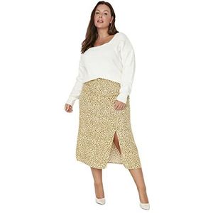 Trendyol Vrouwen Vrouw Midi A-lijn Split Geweven Plus Size Rok, Wit, 50 Plus