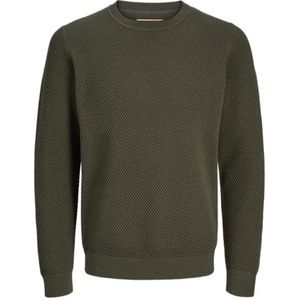 Jack & Jones JPRBLUNOAH Knit Crew Neck BF, Olive Night/Detail: twist/Full Structure, S