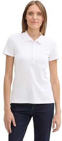 TOM TAILOR - Poloshirt - Wit - Slanke Pasvorm - Kwartmouw