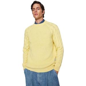 Trendyol Heren haarvlecht lange mouwen regular sweater, geel (light yellow), L