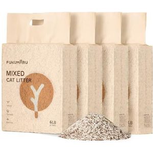 FUKUMARU Tofu Kattenbakvulling, 10,8 kg, klonterstrooisel voor katten, gemengde appelhoutpellets, stofvrij en licht klonterend, geurcontrole, spoelbaar, lage residuen
