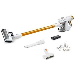 Genius Invictus X5 accustofzuiger (13 delen) zonder zak en draadloze 2-in-1 stofzuiger met 180 watt zuigvermogen en geïntegreerde led-spotverlichting, lithium-ion-accu (30 min), A81455, oranje