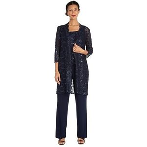 R&M Richards Womens Plus gestikt, kant, broek, pak, Donkerblauw, 8