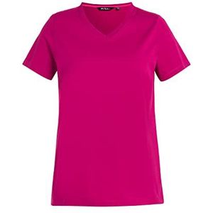 Ulla Popken, Dames, grote maten, functioneel shirt, antibacterieel, V-hals, halve mouwen, magenta, 54/56 Grote maten