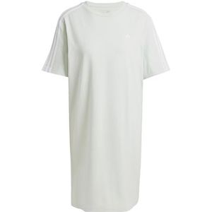adidas Dames Essentials 3-Stripes Single Jersey Boyfriend Tee Dress, Linen Green F22, L