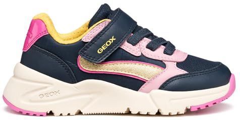 Geox J Loftus Girl Sneaker, Navy/LT Rose, 24 EU, Navy Lt Rose, 24 EU