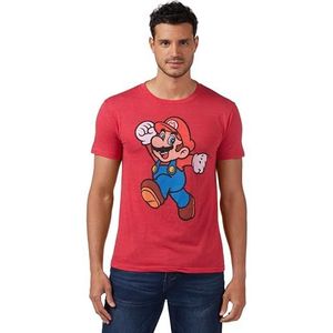 Nintendo Super Mario Jump Pose T-shirt voor heren, Rode Heather, XXL