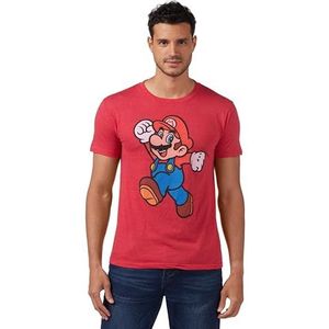 Nintendo Super Mario Jump Pose T-shirt voor heren, Rode Heather, 3XL