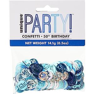 Unique Party 83841 Blauwe Prismatische 50e Verjaardag Confetti, 5 Oz 1 Pack, Leeftijd 50