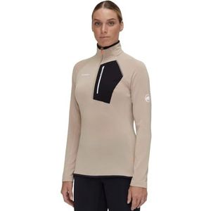 Mammut Polartec Power Grid Dames, halve rits, L, beige, functioneel shirt, bovendeel voor sporters, maat L, Savannah-zwart, L
