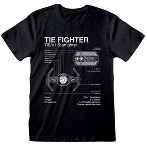 Star Wars TIE Fighter Diagram Vriendje fit t-shirt, Vrouwen, S-5XL, Schwarz, Officiële Koopwaar