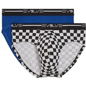 Evolve Katoenen Stretch voor heren, geen showbriefs, ondergoed, Lapis blauw/Check/Zwart/Wit, M