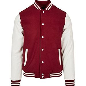 Urban Classics Oldschool College Jacket Herenjas, Bourgondië/wit, 3XL