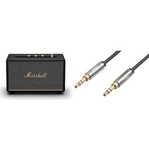 Marshall Acton III Bluetooth-luidspreker - Zwart & Amazon Basics Auxiliary kabel, stereo-audiokabel, 3,5 mm jack naar 3,5 mm jackstekker, 1,2 m, zwart