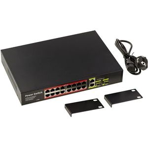 KALEA-INFORMATIQUE Gigabit Ethernet-switch voor PoE PoE+ 30W externe voeding met 16 downstream RJ45-poorten en 2 upstream RJ45- of SFP-poorten