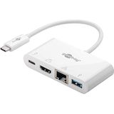 Goobay 62105 USB C Hub Multiport USB verdeler 60W PD / 4 poorten USBC naar 1x HDMI - 1x USB-C - 1x USB-A 3.0-1x RJ45 ethernet female/type C USB-adapter MacBook iPhone/wit