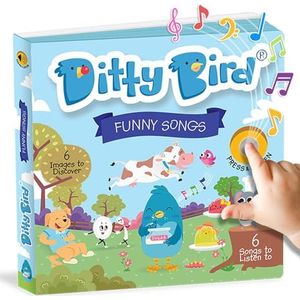 DITTY BIRD Funny Songs Kinderliedjes geluidenboek - Babyspeelgoed met muziek en geluid. Met 6 geluidsknoppen om Engels te leren. Perfect voor kinderen vanaf 1 jaar die tweetalig worden opgevoed.