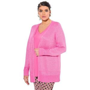 Ulla Popken Dames, V-hals, open vorm, lange mouwen, gebreide jas, roze, 42-44