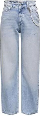 Stretchbroeken - Effen - Denim - Light Washed - Wide Leg