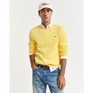 GANT KATOEN CABLE C-NECK, Banana Yellow, L