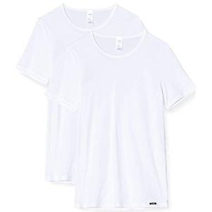 Skiny Heren Collection Shirt korte mouwen verpakking van 2 onderhemden, wit (White 0500), Small (Maat van de fabrikant: S), wit, S