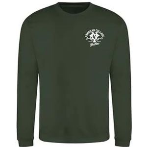 AMERICAN COLLEGE USA Sweatshirt met print, warme kleding, uniseks, kinderen, jongens en meisjes, casual, model ACSCRW6, donkergroen, 10 jaar, Groen, 10 ans