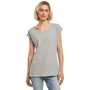 Build Your Brand Dames Dames Dames T-shirt met brede hals, Heather Grey, 4XL