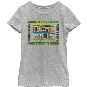 Pixar - Disney Little, Big Monsters at Work Building Meisjes T-shirt met korte mouwen, atletische heide, S, atletische heide, S, Atletische heide, S