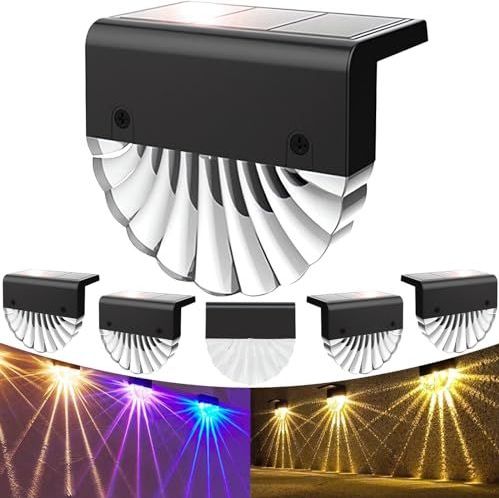 Anmossi Solar Tuinverlichting,6 stuks LED-tuinlampen,2 modi warm wit/kleur,Solar Wandlampen voor buiten en tuin,hek - waterdicht,decoratief en energiezuinig