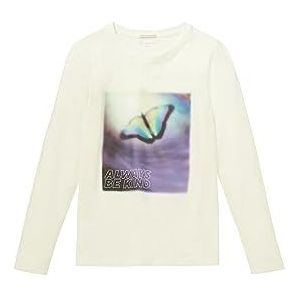 TOM TAILOR T-shirt met lange mouwen voor meisjes, 12906 - Wool White, 128 cm