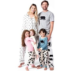 Hatley Damen-Pyjama-T-shirt, Roze, Pyjama T-shirt met korte mouwen voor heren - zwarte beer op grijs, XL