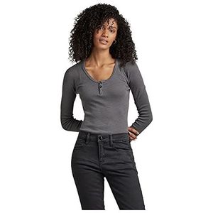 G-STAR RAW Dames Henley Ultra Slim Body Longsleeve T-Shirt, Grijs (Graniet D263-1468), M, Grijs (Granite D263-1468), M