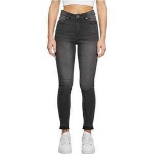 Urban Classics Skinny jeans met hoge taille voor dames met open zoom, Black Washed., 27