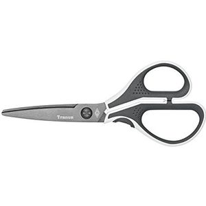 Wedo 9867 roestvrijstalen schaar Cut-it (17,5 cm titanium coating ergonomische soft-touch handgrepen) grijs/wit