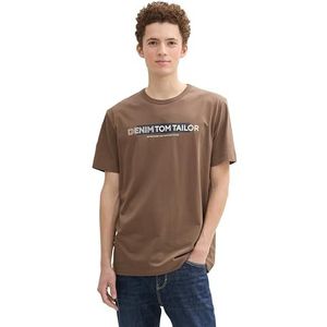 TOM TAILOR Denim Heren T-shirt, 14525 - Chocolate Brown Beige, XXL