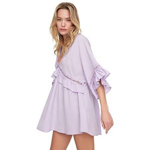 Trendyol Dames kanten lint gedetailleerde strandjurk jurk, paars, 44