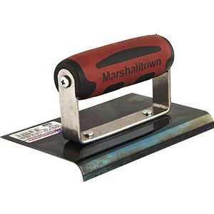 Marshalltown randtroffel van blauw staal met Durasoft handvat, voor het afronden van het beton, radius: 10 mm, lip 13 mm, afmeting van de troffel: 152x102 mm