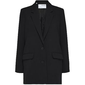 SELECTED FEMME Vrouwelijke blazer met enkele rij knopen, lang, zwart, 34