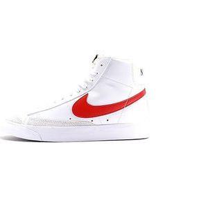 Nike Heren Blazer Mid '77 Vintage Sneaker, White/Picante Red Coconut Milk-White, 41 EU, Witte Picante Rode Coconut Milk Wit, 41 EU