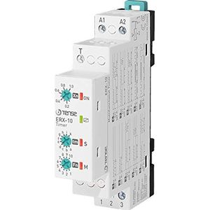 Tense Elektronik ERX-10 Tijdrelais Multifunctionele timer voor DIN-rails, trappenhuis, 10 verschillende functies, grijs