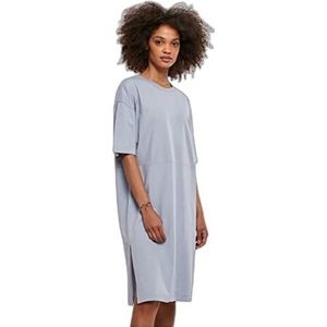 Urban Classics Damesjurk van biologisch katoen organisch oversized slit tee dress, dames T-shirt jurk voor vrouwen met split in vele kleuren, maten XS - 5XL, Violablue, 3XL