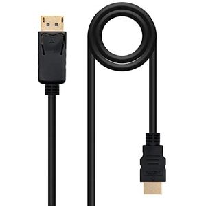 DisplayPort naar HDMI converterkabel met stekker aan beide uiteinden, zwart, lengte 0,5 m, ideaal voor het aansluiten van apparaten met een DP-uitgang op beeldschermen met HDMI-ingang.